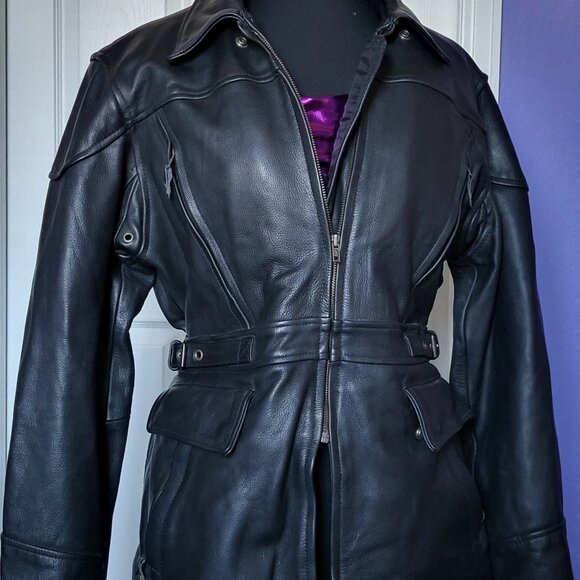 Womens Genuine Thick Leather Motorcycle Jacket American Top